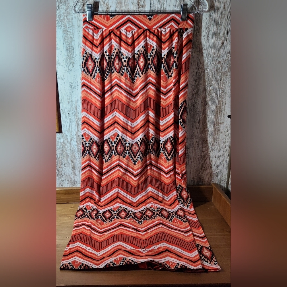 Bobbie Brooks Orange and Black Maxi Skirt